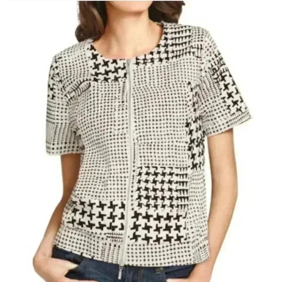 CAbi Coupe Bomber Jacket Ivory & Black Size M Style # 931 - Picture 14 of 15